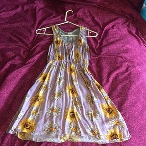 Lavender sunflower print skater dress